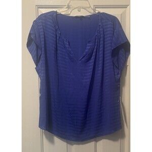 Calvin Klein Womens Textured Tunic Blouse Royal Blue Size Large NWT Easy Care
